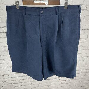 Pebble Beach Blue Soft Pleated Golf Lightweight Chino Shorts Size 38 (37x9)